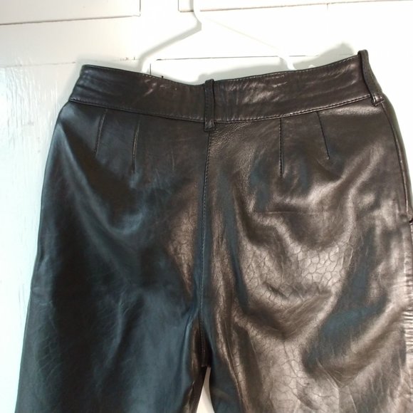 Vintage Sheep Skin High Waist Leather Pants Black EU Size 40/S - Picture 13 of 14